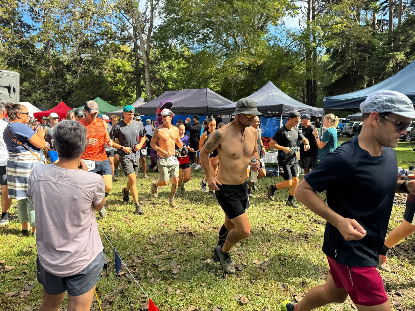 Runners heading out at the start of a Backyard Ultra lap