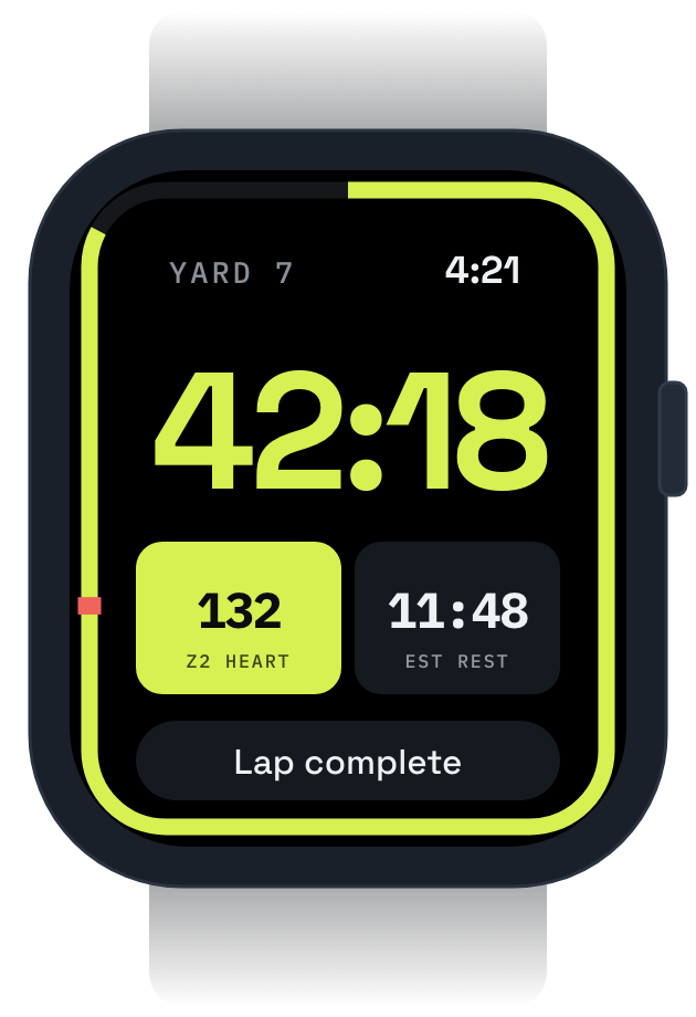 Apple Watch race screen with the band past the red clock mark